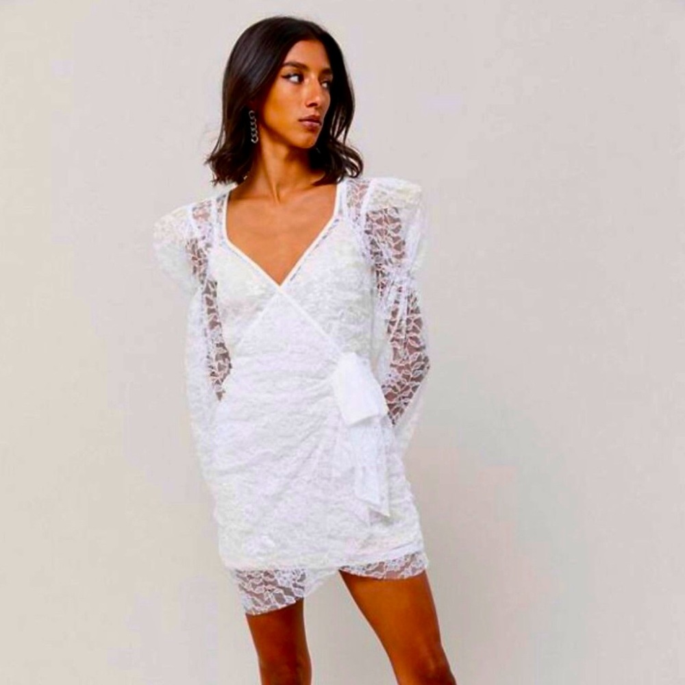 For Love and Lemons 🍋 Louvre Long Sleeve Lace Mini dress in Blanc